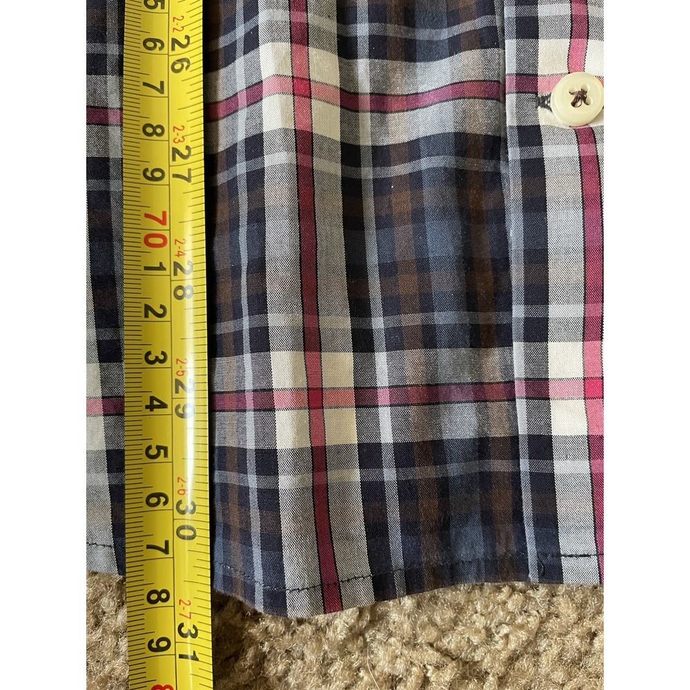 Peter Millar Long Sleeve Button Down Shirt Blue Pink Plaid Pocket Medium JBHS - Picture 5 of 9